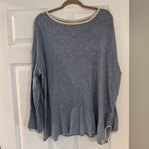 We The Free Blue and Cream Striped Top